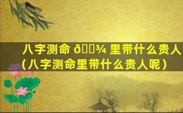 八字测命 🌾 里带什么贵人（八字测命里带什么贵人呢）